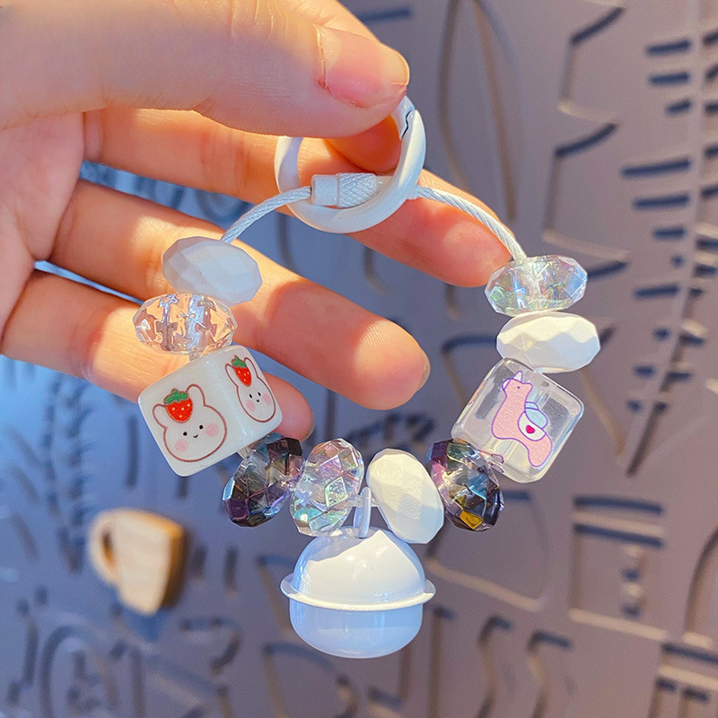 Wholesale Cartoon Bell Beaded Acrylic Keychains